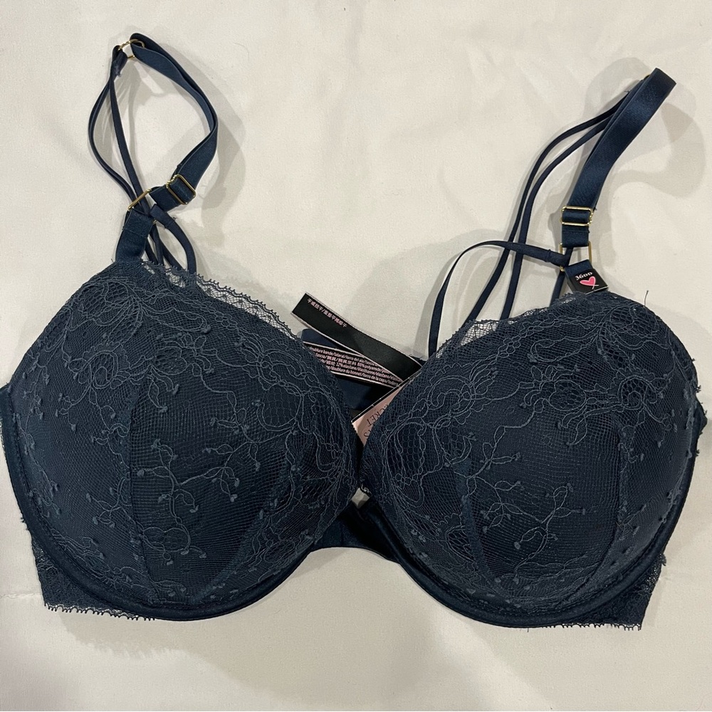NWT Victoria’s Secret Very Sexy Push Up Padded Underwire Bra Blue Size 36DD NEW